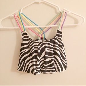 Zebra girls layered swimsuit top